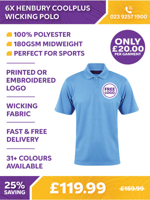 6 x Henbury Coolplus Wicking Polo