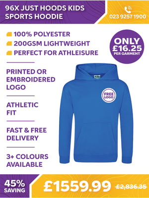96 x Just Hoods Kids Sports Athleisure Hoodie