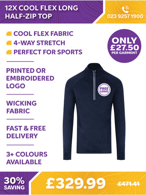 12 x Just Cool flex Long Half-Zip Top
