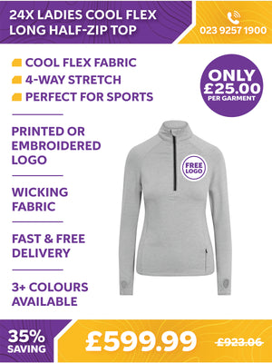 24 x Ladies Cool flex Long Half-Zip Top