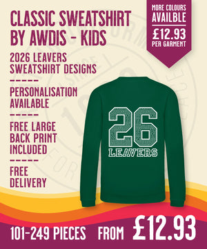 Classic Sweatshirt - Kids Size - 101-249 Pieces in by printlab.clothing — Custom branded clothing by Print Press, featuring premium embroidery produced in our specialist print lab in the UK.