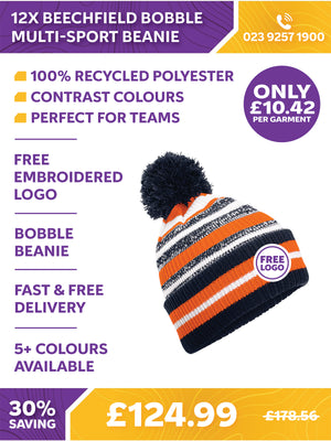 12 x Beechfield Bobble Multi-Sport Beanie