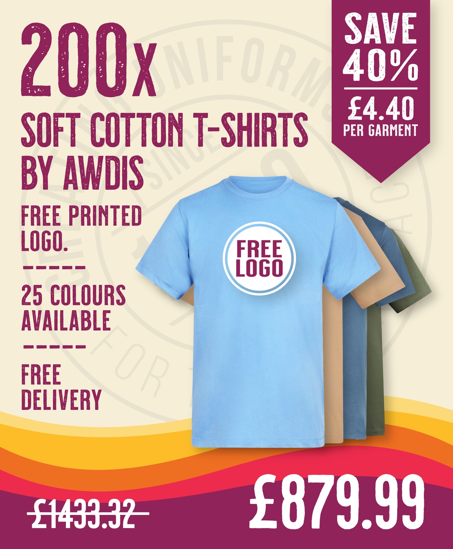 200 x Soft Cotton T-Shirts by AWDis