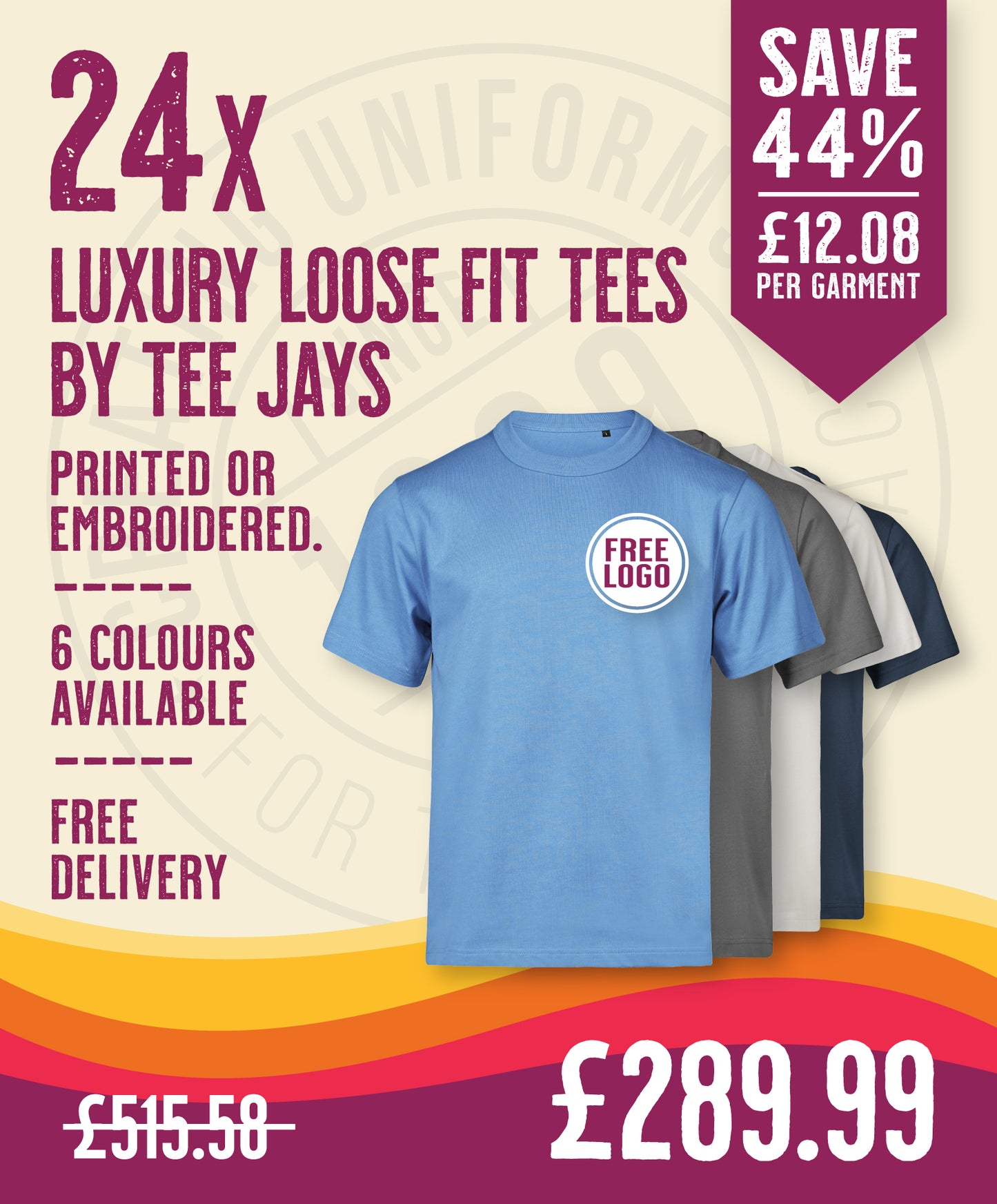 24 x Heavyweight Luxury Loose Fit Tees by Tee Jays in Ocean Blue by Print Lab Deals — Custom branded clothing by Print Press, featuring premium embroidery produced in our specialist print lab in the UK.