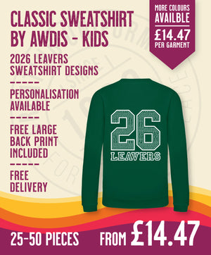 Classic Sweatshirt - Kids Size - 25-50 Pieces in by printlab.clothing — Custom branded clothing by Print Press, featuring premium embroidery produced in our specialist print lab in the UK.