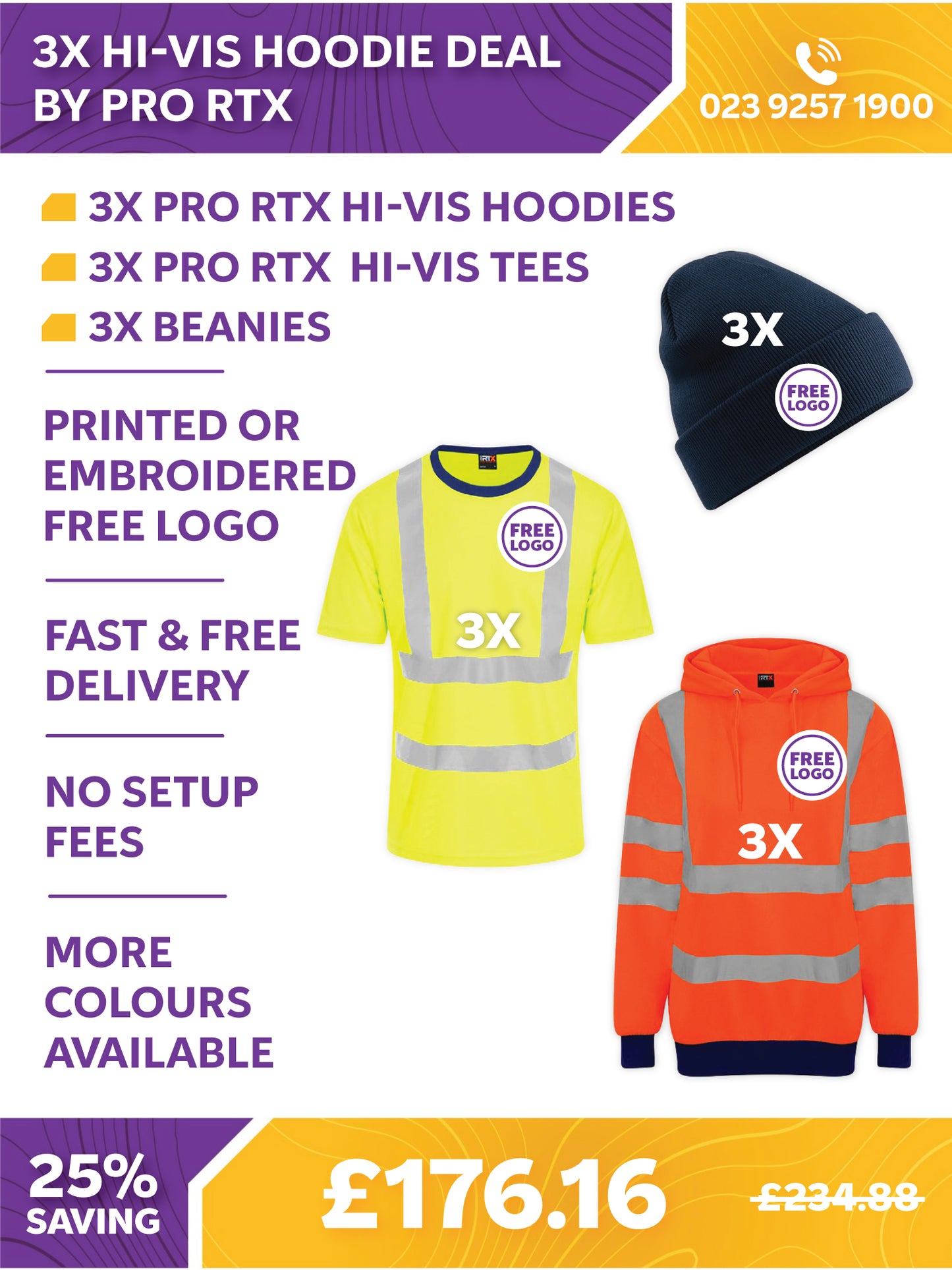 3x Hi-Vis Hoodie Deal By Pro RTX
