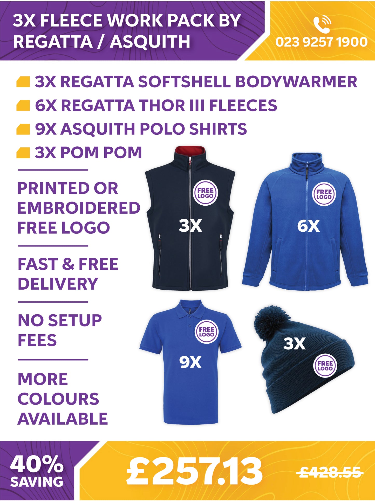 3x Fleece Pack by Regatta / Asquith & Fox