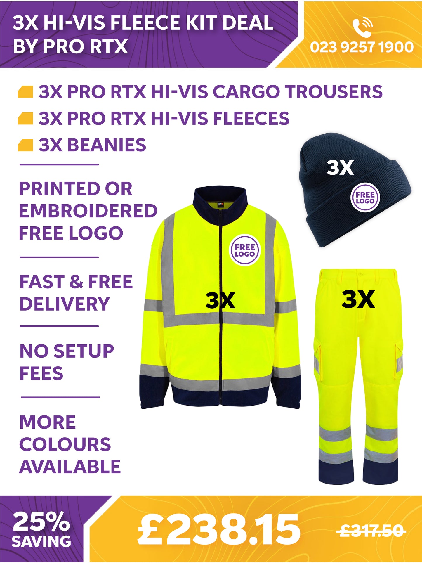 3x Hi-Vis Fleece Kit By Pro RTX