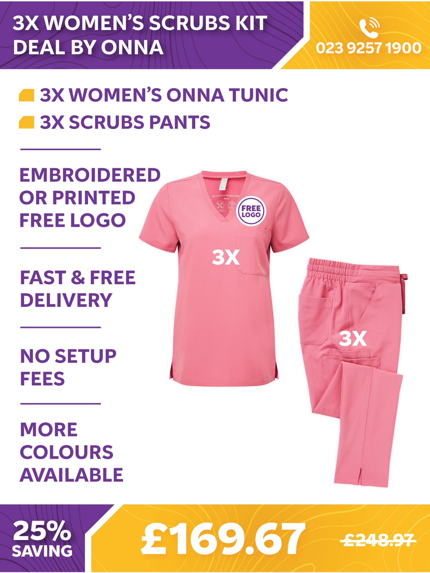 3x Women's Scrubs Deal by Onna