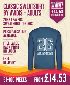 Classic Sweatshirt - Adult Size - 51-100 Pieces in by printlab.clothing — Custom branded clothing by Print Press, featuring premium embroidery produced in our specialist print lab in the UK.