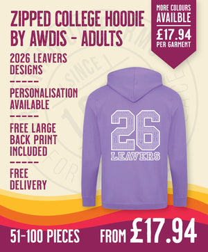 Zipped Hoodie - Adult Size - 51-100 Pieces in by printlab.clothing — Custom branded clothing by Print Press, featuring premium embroidery produced in our specialist print lab in the UK.