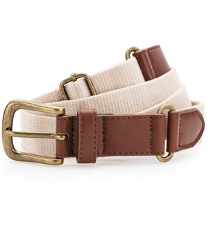Faux leather and canvas belt
