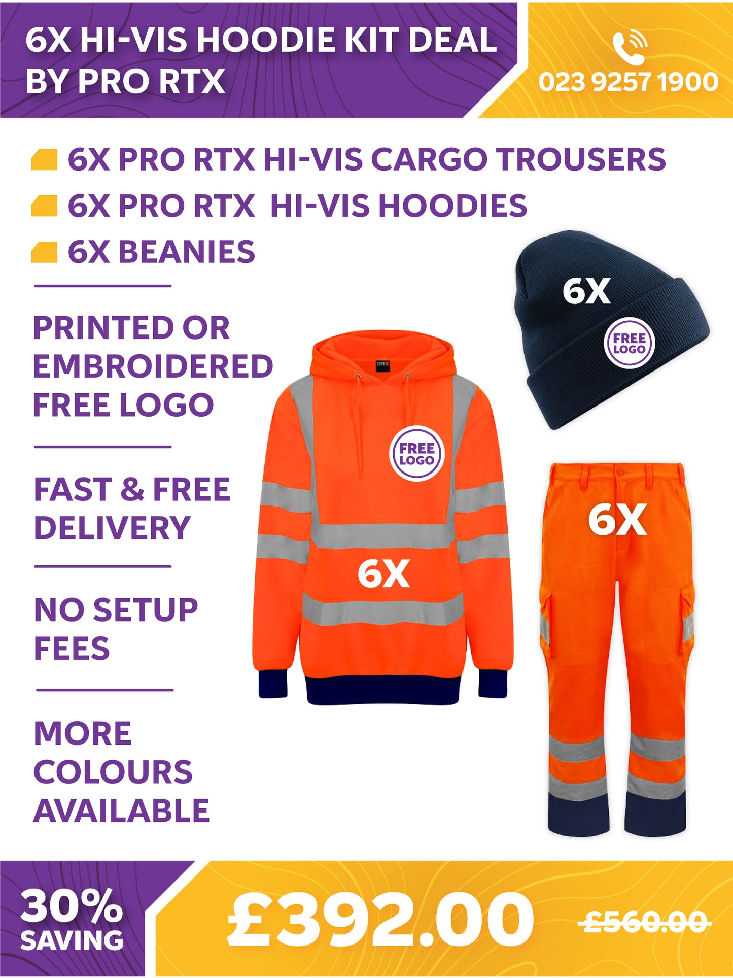6x Hi-Vis Hoodie Kit By Pro RTX