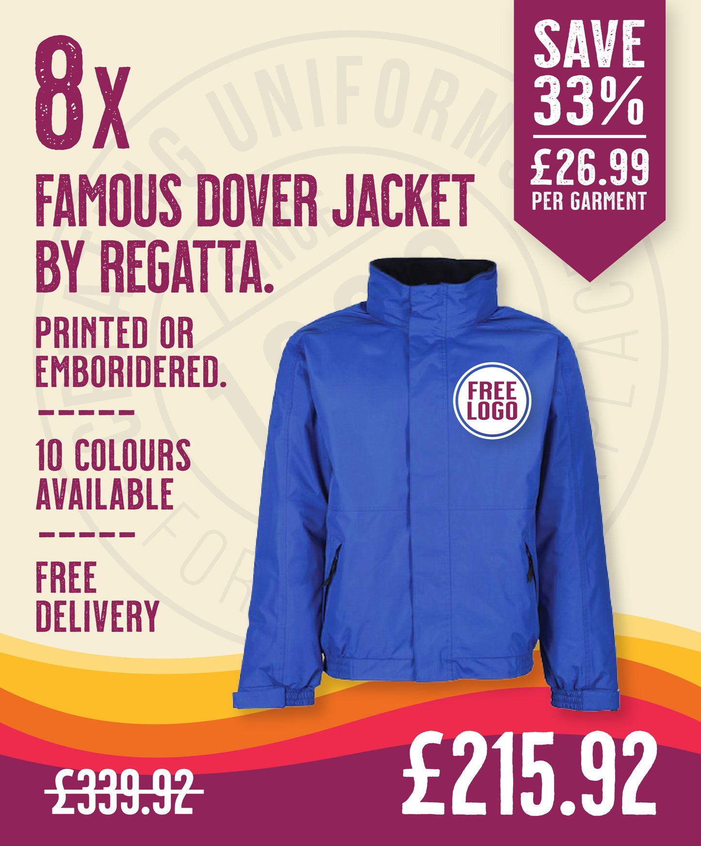 8 x Regatta Pro Waterproof Coats in by Print Lab Deals — Custom branded clothing by Print Press, featuring premium embroidery produced in our specialist print lab in the UK.