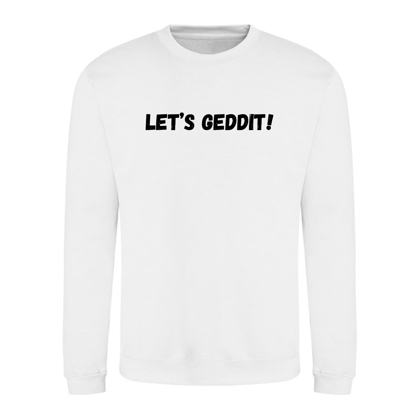 IBH Sweatshirt - Black Print (£41.40 inc VAT) in LET'S GEDDIT! Arctic White by printlab.clothing — Custom branded clothing by Print Press, featuring premium embroidery produced in our specialist print lab in the UK.