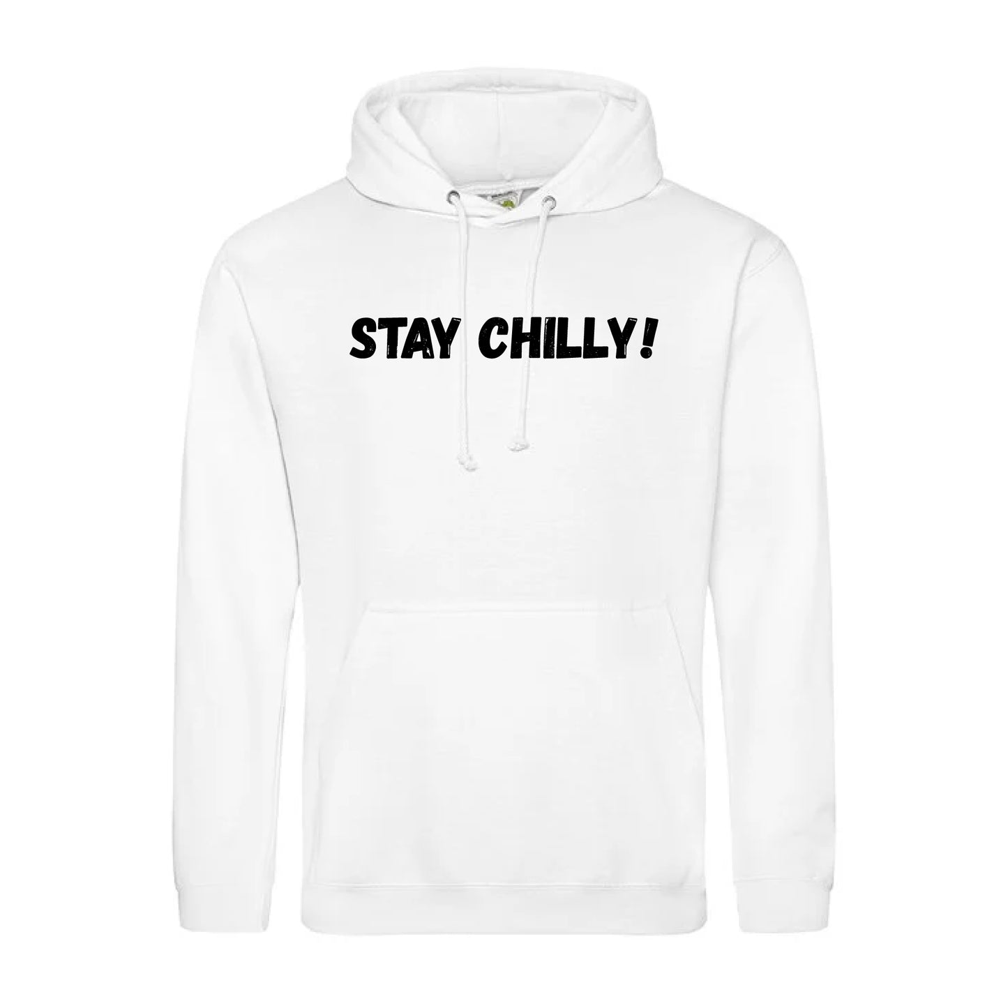 IBH Stay Chilly! Hoodie - Black Print (£46.40 inc VAT) in STAY CHILLY! Arctic White by printlab.clothing — Custom branded clothing by Print Press, featuring premium embroidery produced in our specialist print lab in the UK.