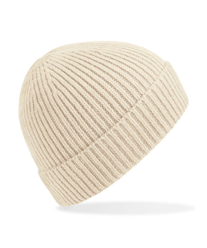 Engineered knit ribbed beanie