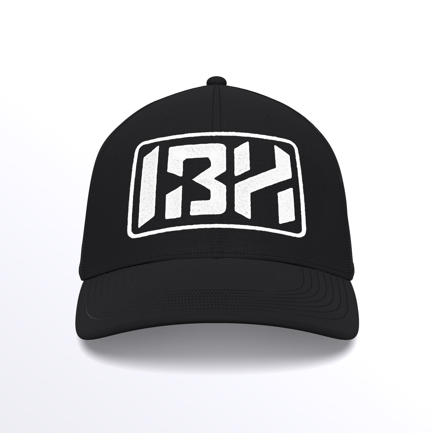 IBH Trucker Cap - Embroidered (£29.40 inc VAT) in White Thread - Black Black by printlab.clothing — Custom branded clothing by Print Press, featuring premium embroidery produced in our specialist print lab in the UK.