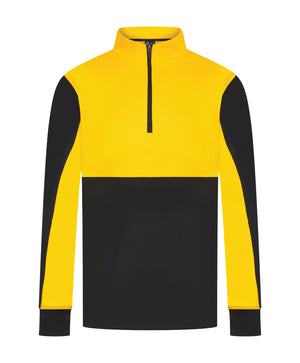 12 x 1/4 Zip Sports Tops by Finden + Hales in Black Gold by Print Lab Deals — Custom branded clothing by Print Press, featuring premium embroidery produced in our specialist print lab in the UK.