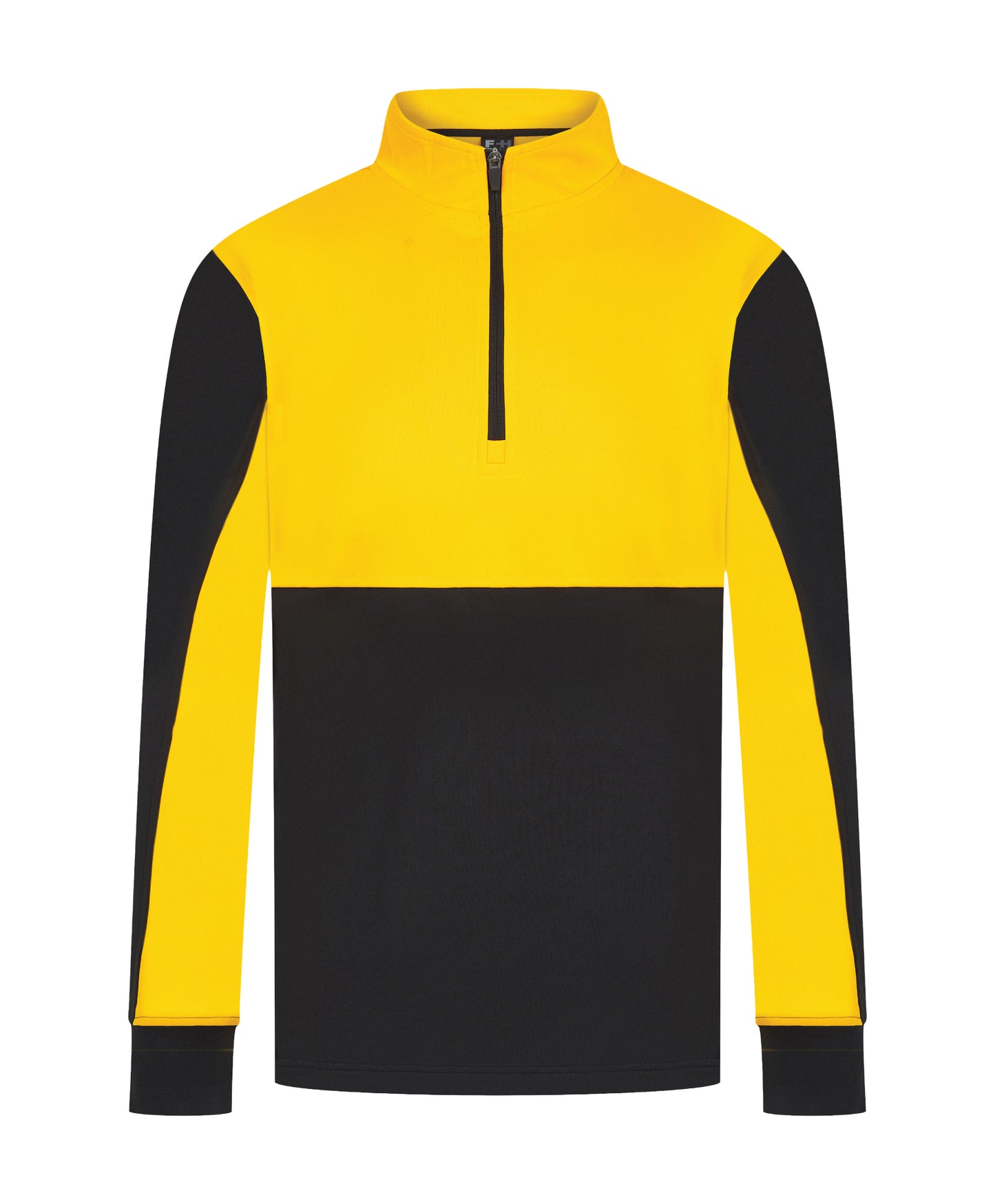 12 x 1/4 Zip Sports Tops by Finden + Hales in Black Gold by Print Lab Deals — Custom branded clothing by Print Press, featuring premium embroidery produced in our specialist print lab in the UK.