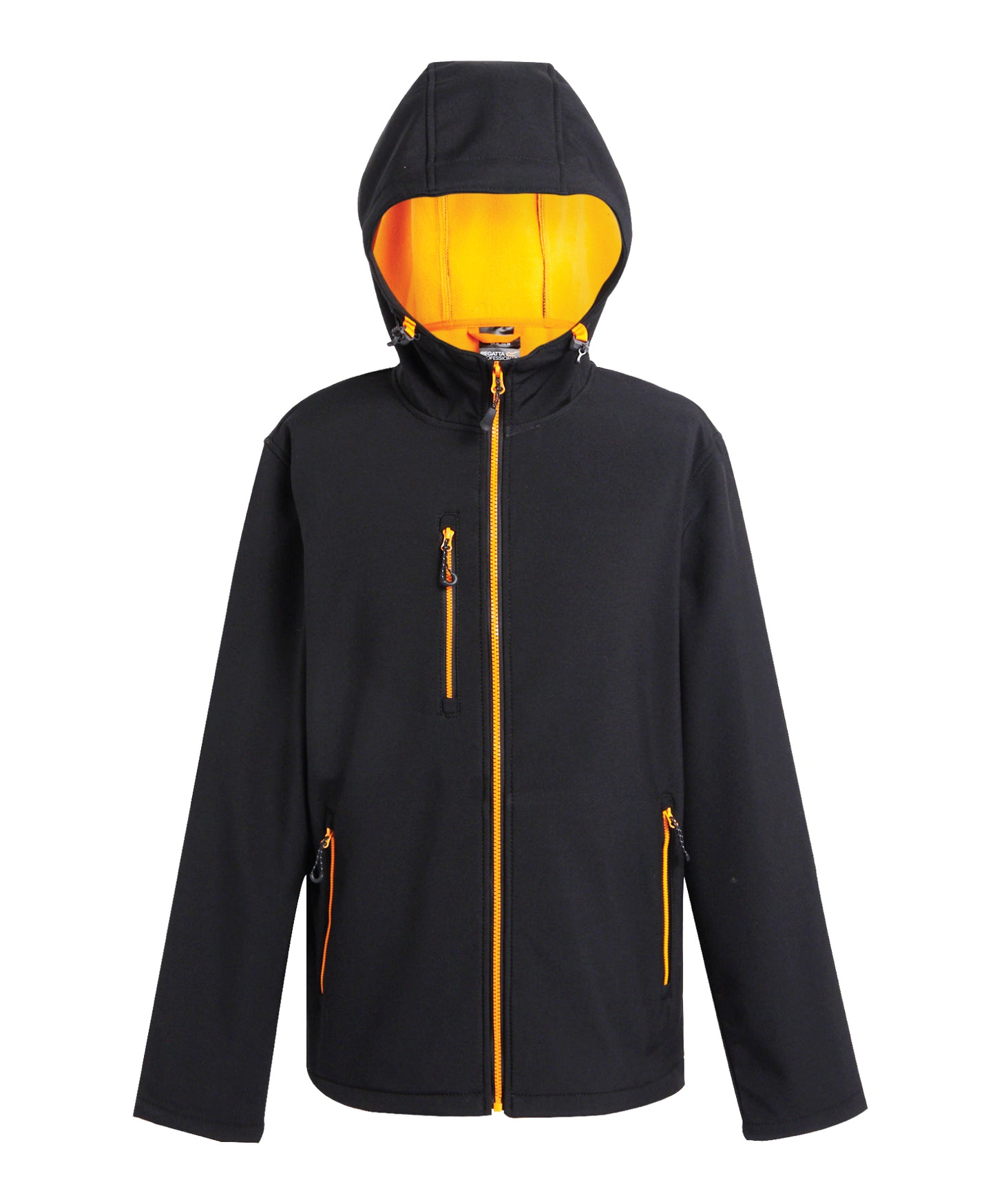 8 x Regatta Hooded Softshell Jackets (2 Layer) in Black Orange by Print Lab Deals — Custom branded clothing by Print Press, featuring premium embroidery produced in our specialist print lab in the UK.