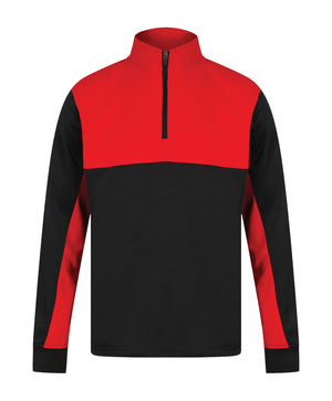 12 x 1/4 Zip Sports Tops by Finden + Hales in Black Red by Print Lab Deals — Custom branded clothing by Print Press, featuring premium embroidery produced in our specialist print lab in the UK.