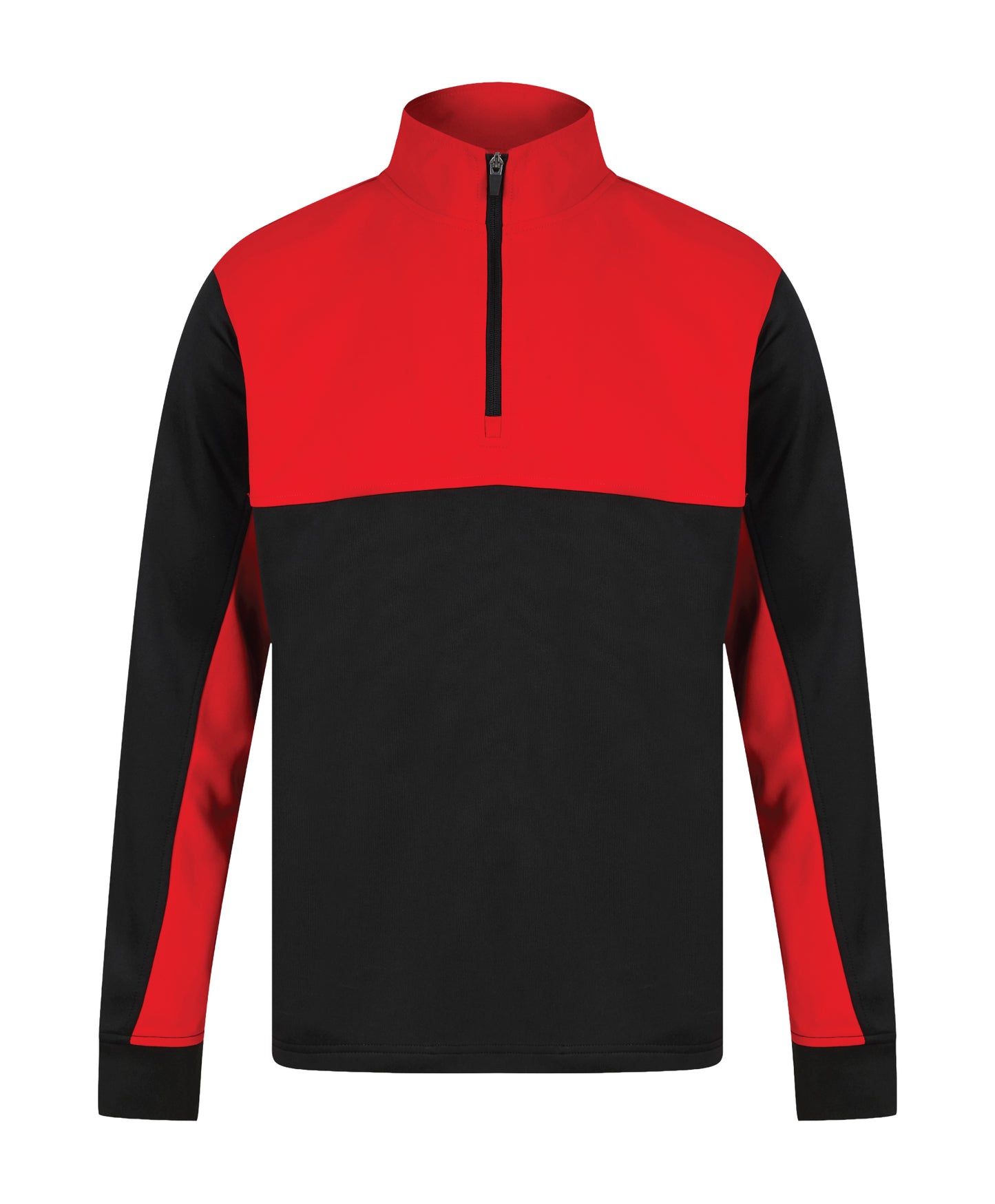 12 x 1/4 Zip Sports Tops by Finden + Hales in Black Red by Print Lab Deals — Custom branded clothing by Print Press, featuring premium embroidery produced in our specialist print lab in the UK.