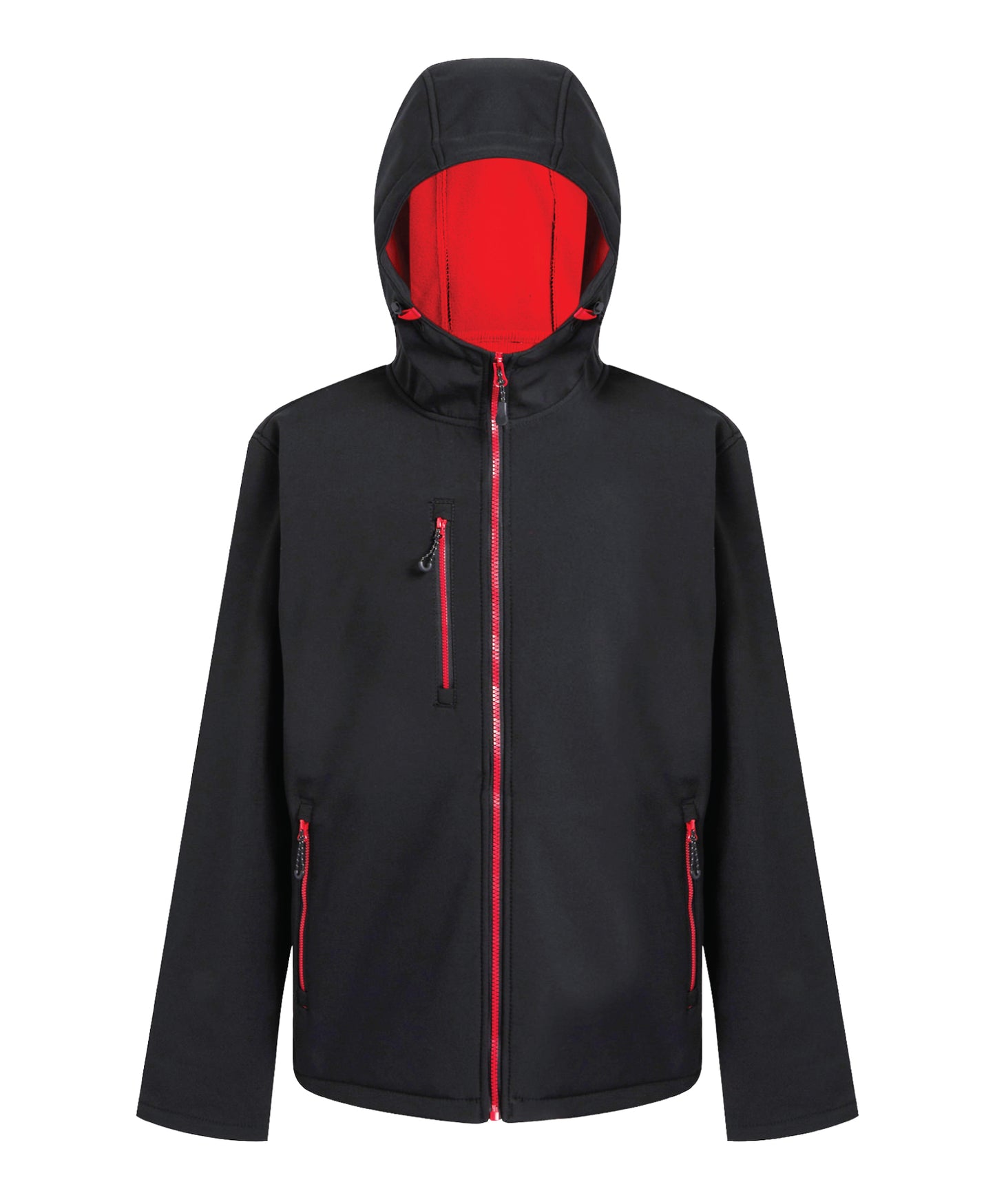 8 x Regatta Hooded Softshell Jackets (2 Layer) in Black Red by Print Lab Deals — Custom branded clothing by Print Press, featuring premium embroidery produced in our specialist print lab in the UK.