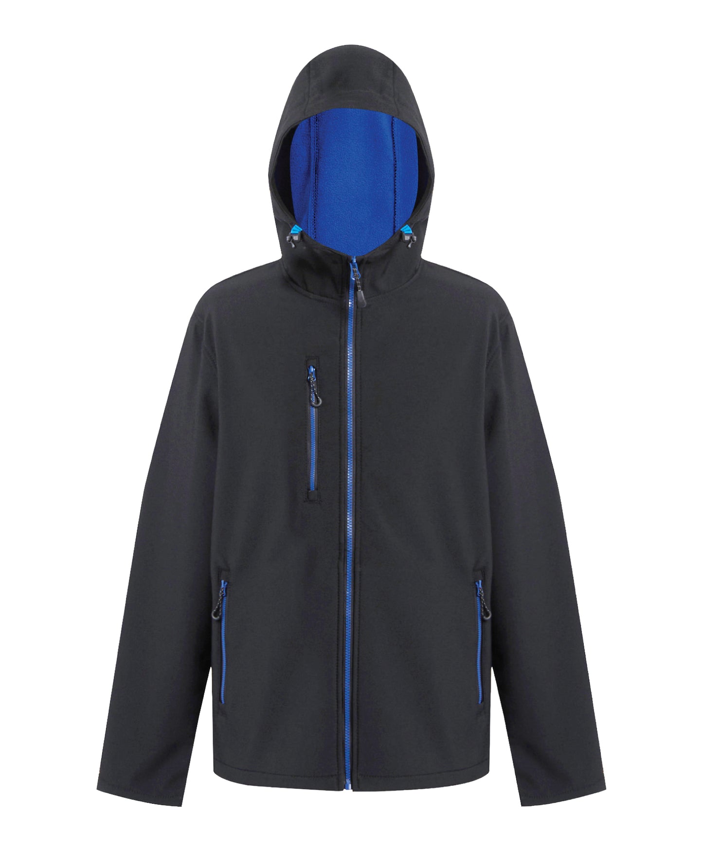 8 x Regatta Hooded Softshell Jackets (2 Layer) in Black Royal Blue by Print Lab Deals — Custom branded clothing by Print Press, featuring premium embroidery produced in our specialist print lab in the UK.