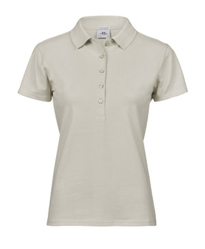 10 x Ladies Luxury Stretch Polos by Tee Jays in Cement by Print Lab Deals — Custom branded clothing by Print Press, featuring premium embroidery produced in our specialist print lab in the UK.