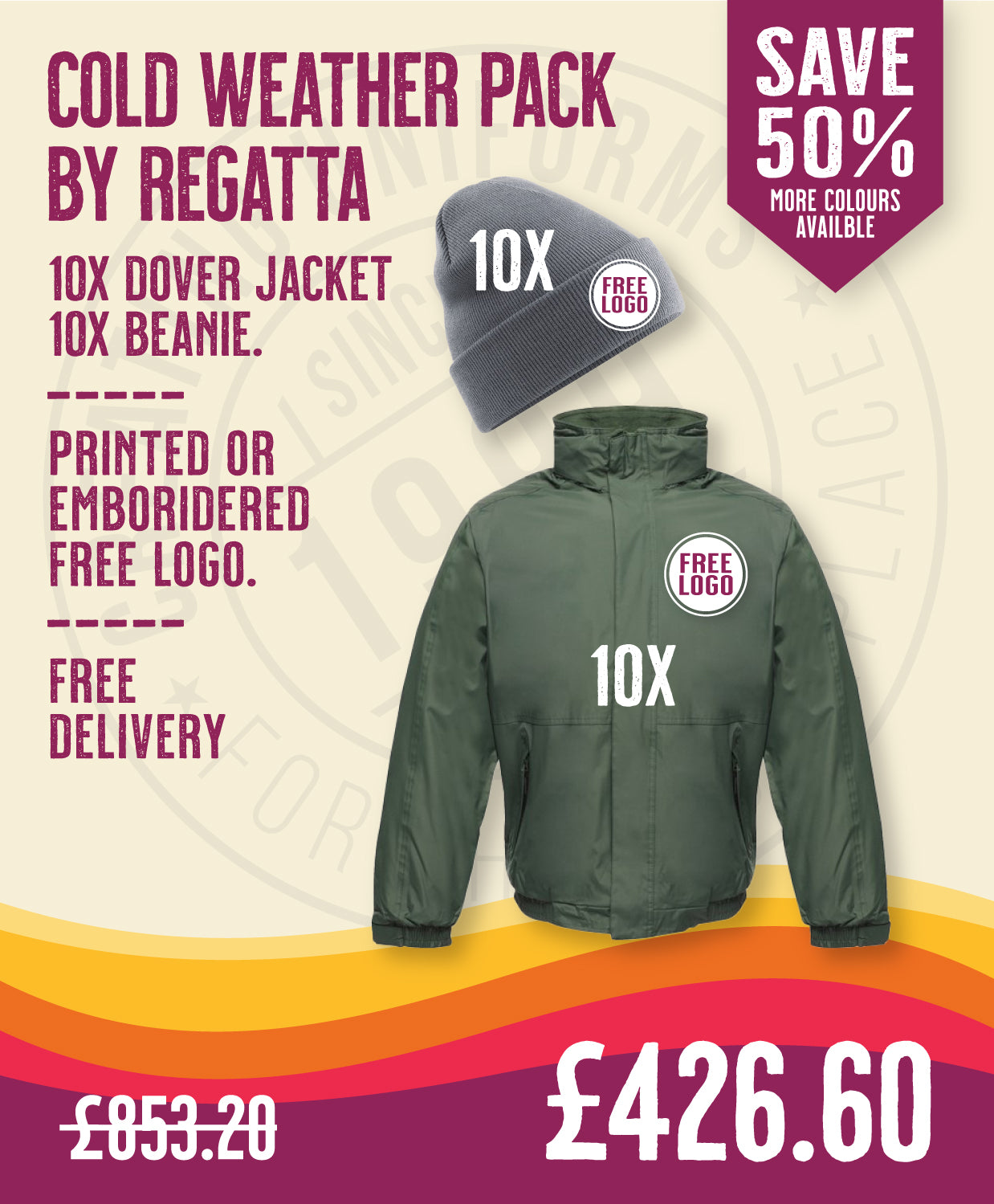 10 Person Cold Weather Pack by Regatta in by Print Lab Deals — Custom branded clothing by Print Press, featuring premium embroidery produced in our specialist print lab in the UK.
