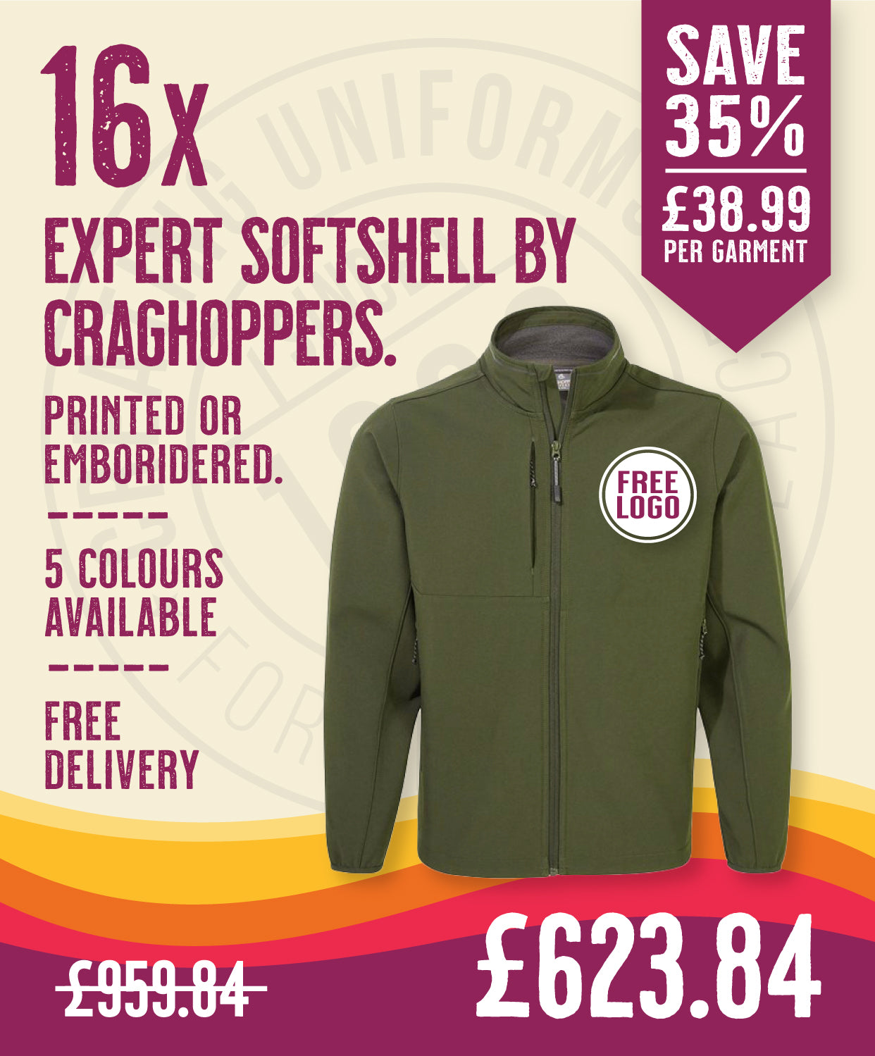 16 x Expert Softshell's by Craghoppers in Dark Cedar by Print Lab Deals — Custom branded clothing by Print Press, featuring premium embroidery produced in our specialist print lab in the UK.