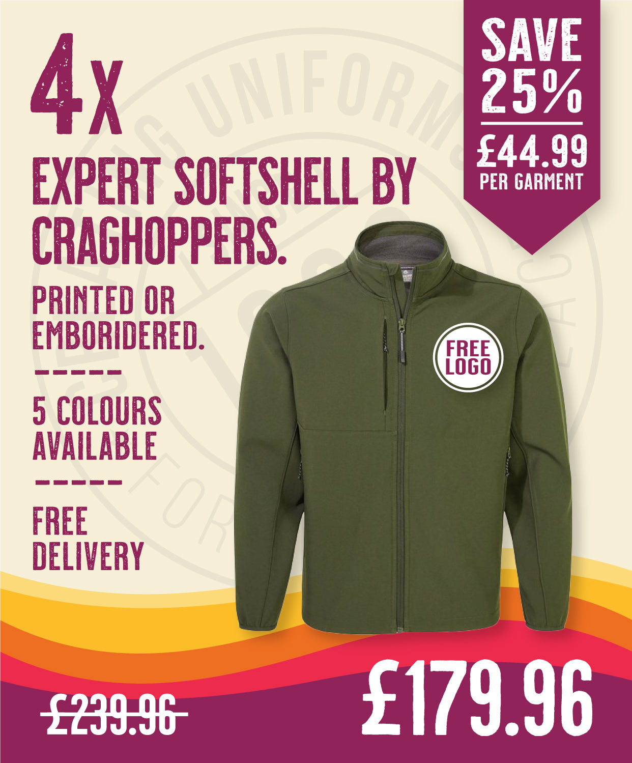4 x Expert Softshell's by Craghoppers in Dark Cedar by Print Lab Deals — Custom branded clothing by Print Press, featuring premium embroidery produced in our specialist print lab in the UK.