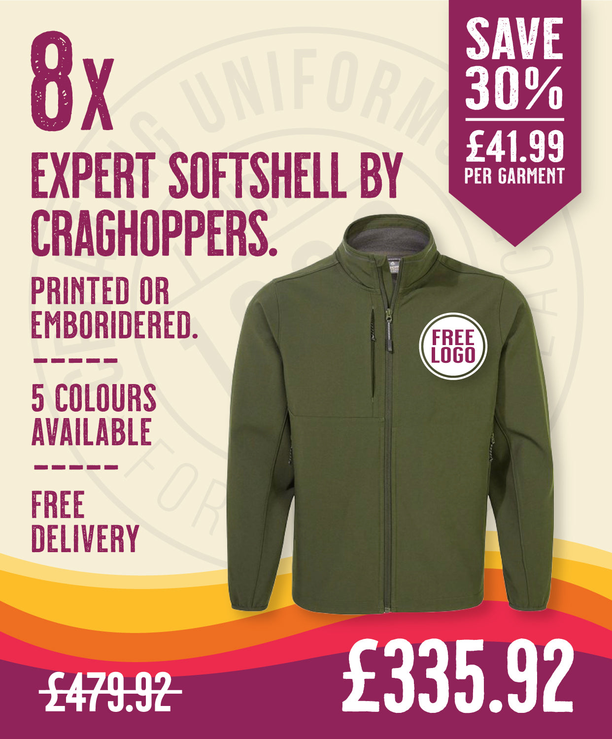 8 x Expert Softshell's by Craghoppers in Dark Cedar by Print Lab Deals — Custom branded clothing by Print Press, featuring premium embroidery produced in our specialist print lab in the UK.