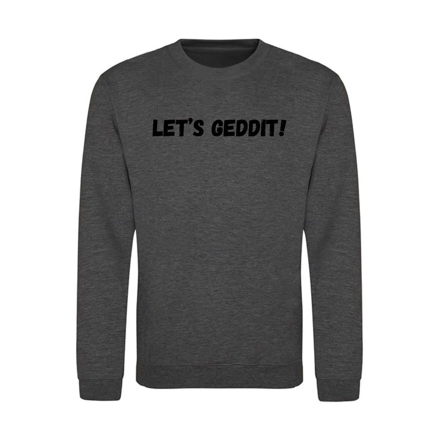 IBH Sweatshirt - Black Print (£41.40 inc VAT) in LET'S GEDDIT! Charcoal by printlab.clothing — Custom branded clothing by Print Press, featuring premium embroidery produced in our specialist print lab in the UK.