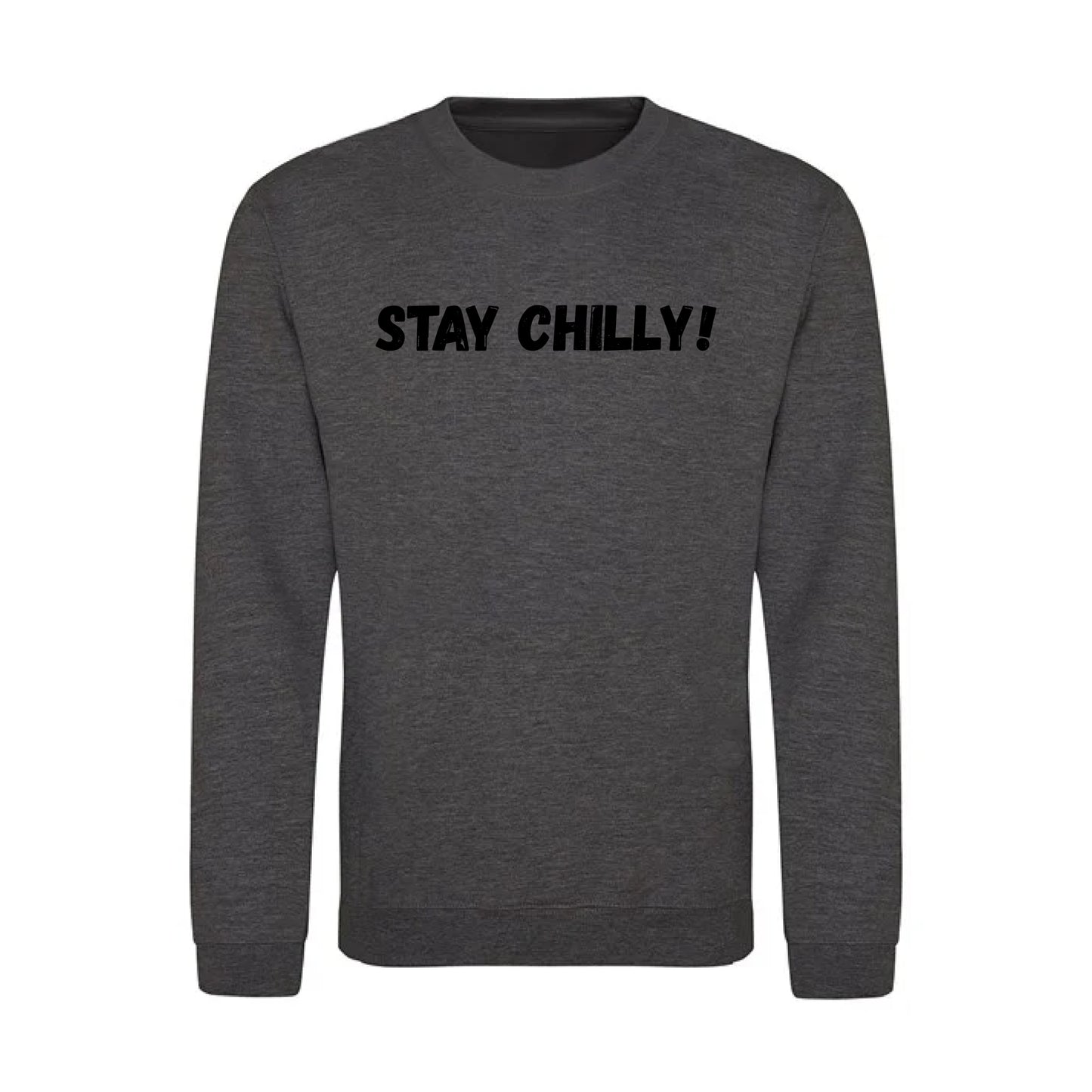 IBH Stay Chilly! Sweatshirt - Black Print (£41.40 inc VAT) in STAY CHILLY! Charcoal by printlab.clothing — Custom branded clothing by Print Press, featuring premium embroidery produced in our specialist print lab in the UK.