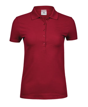 10 x Ladies Luxury Stretch Polos by Tee Jays in Deep Red by Print Lab Deals — Custom branded clothing by Print Press, featuring premium embroidery produced in our specialist print lab in the UK.