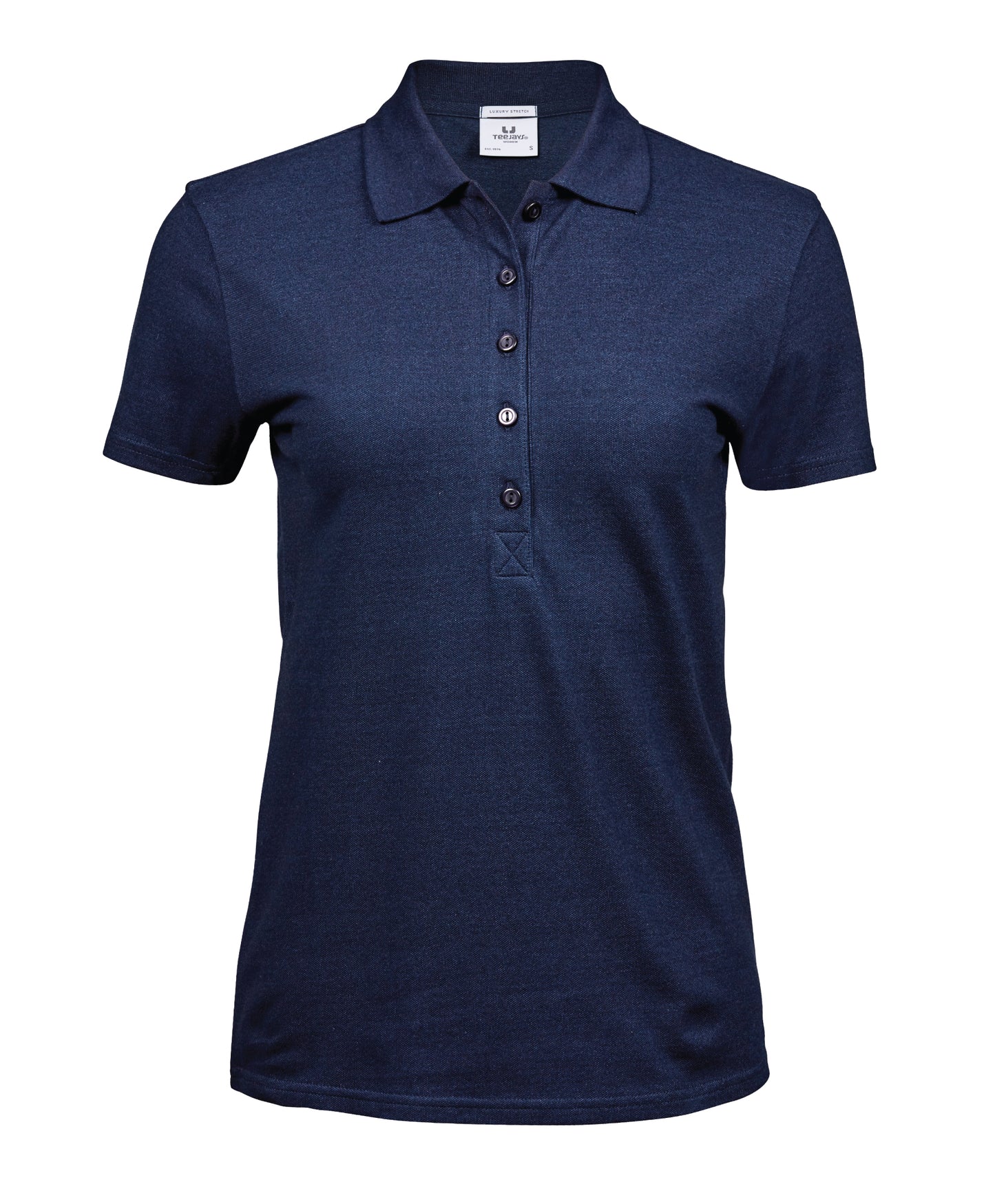 10 x Ladies Luxury Stretch Polos by Tee Jays in Denim by Print Lab Deals — Custom branded clothing by Print Press, featuring premium embroidery produced in our specialist print lab in the UK.
