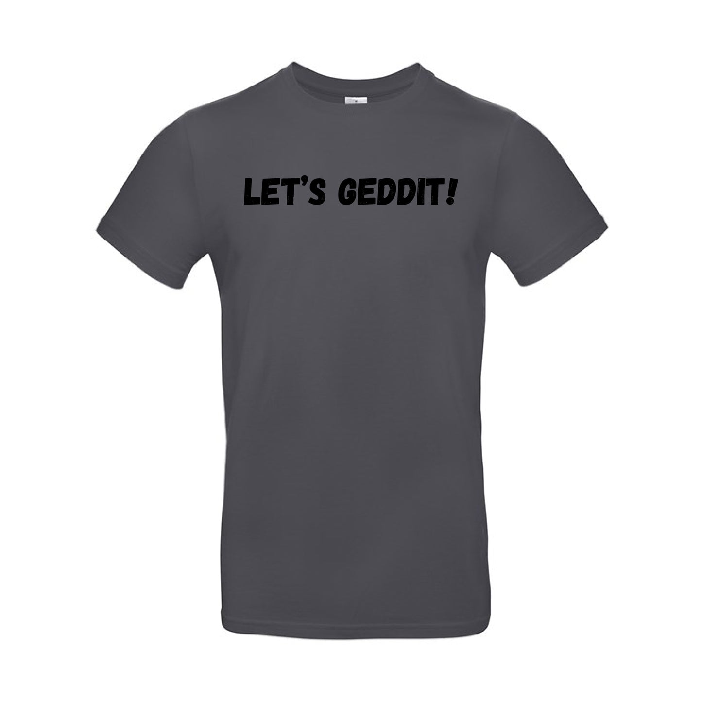 IBH T-Shirt - Black Print (£26.40 inc VAT) in LET'S GEDDIT! Dark Grey by printlab.clothing — Custom branded clothing by Print Press, featuring premium embroidery produced in our specialist print lab in the UK.