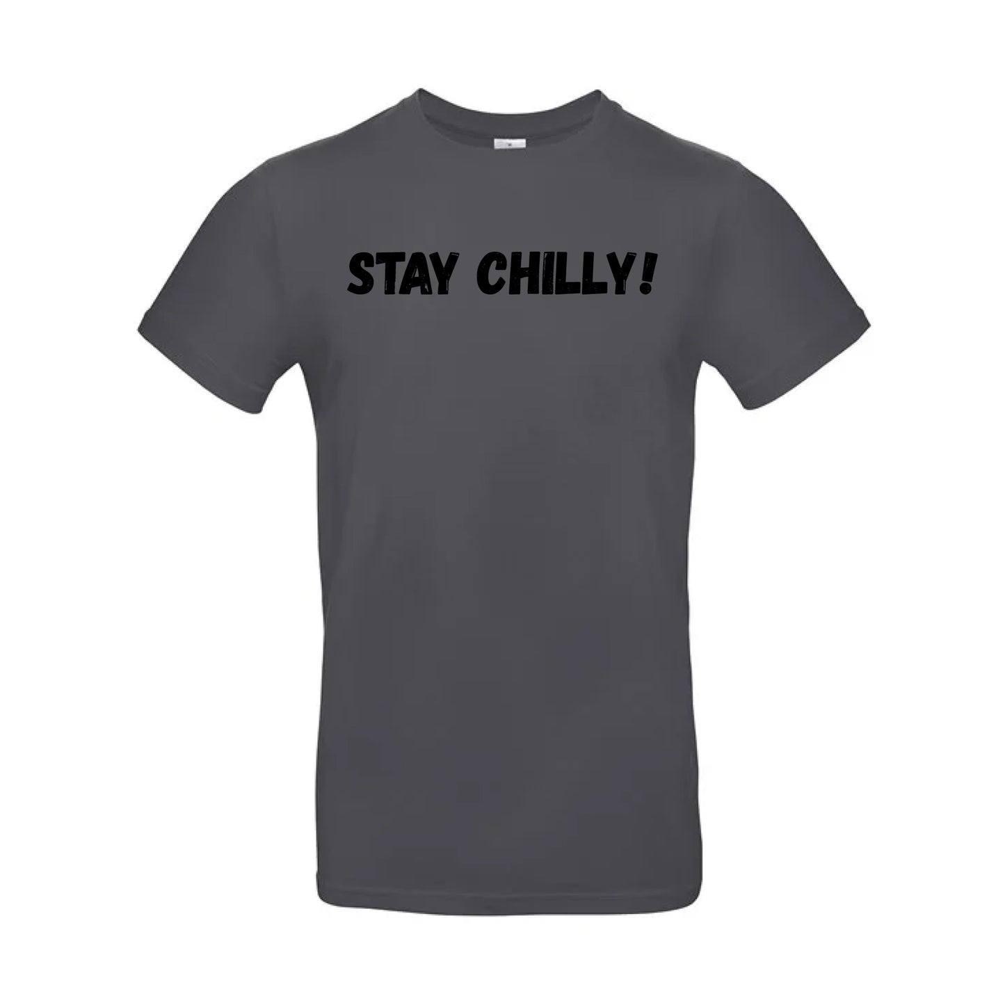 IBH Stay Chilly! T-Shirt - Black Print (£26.40 inc VAT) in STAY CHILLY! Dark Grey by printlab.clothing — Custom branded clothing by Print Press, featuring premium embroidery produced in our specialist print lab in the UK.