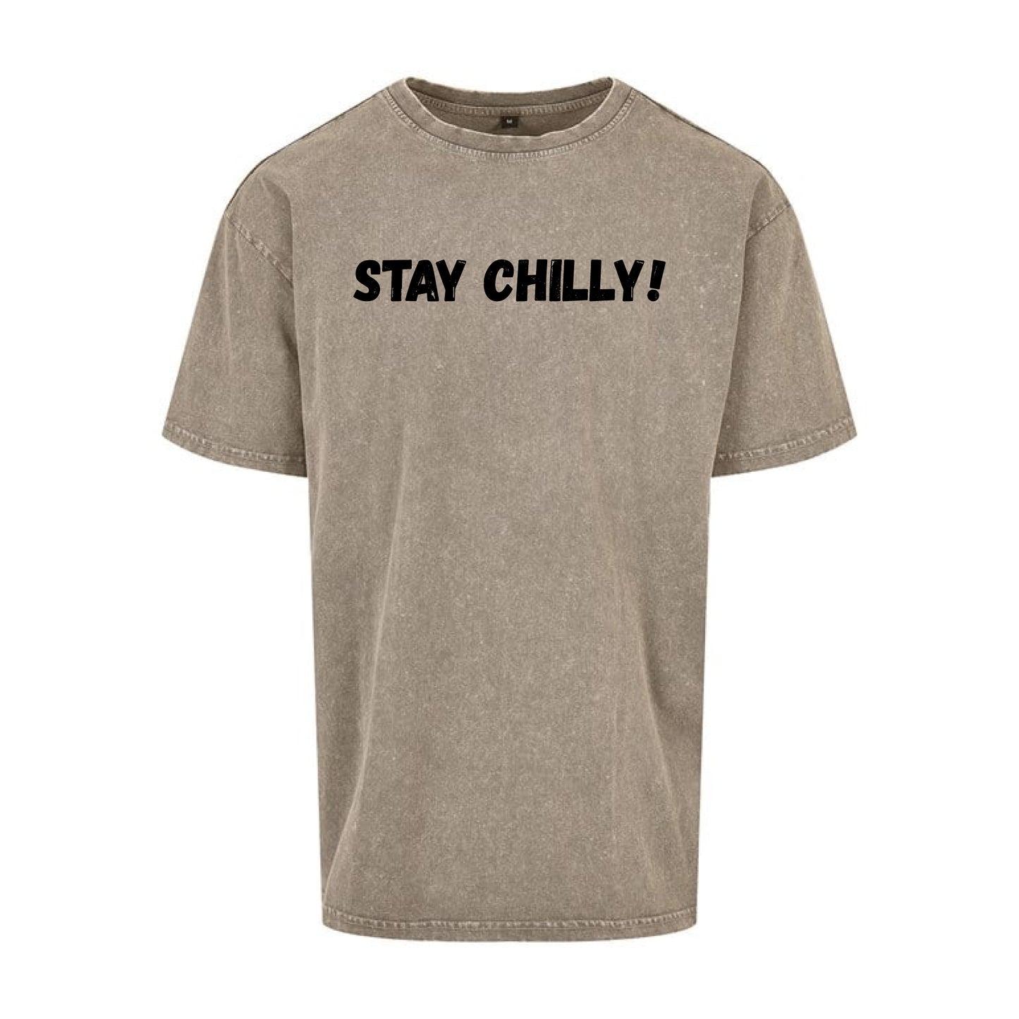 IBH Stay Chilly! Oversized T-Shirt - Black Print (£33.40 inc VAT) in STAY CHILLY! Dark Khaki by printlab.clothing — Custom branded clothing by Print Press, featuring premium embroidery produced in our specialist print lab in the UK.