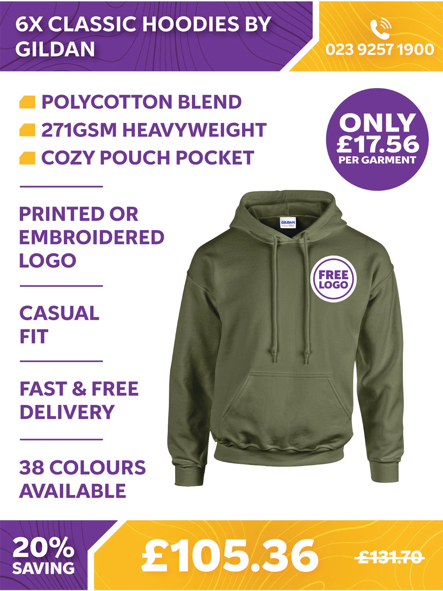 6 x Classic Hoodies by Gildan