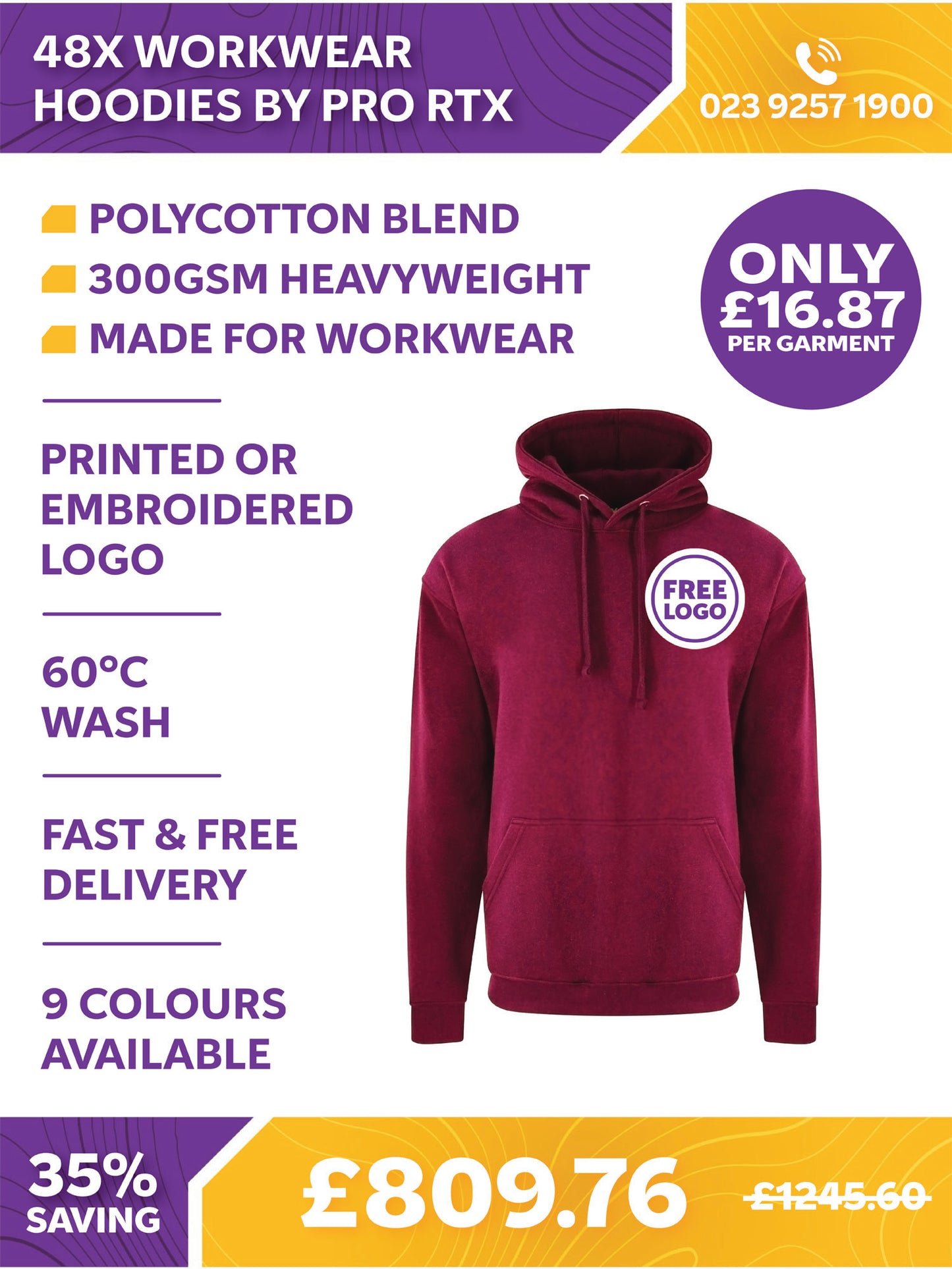 48 x Workwear Hoodies by Pro RTX