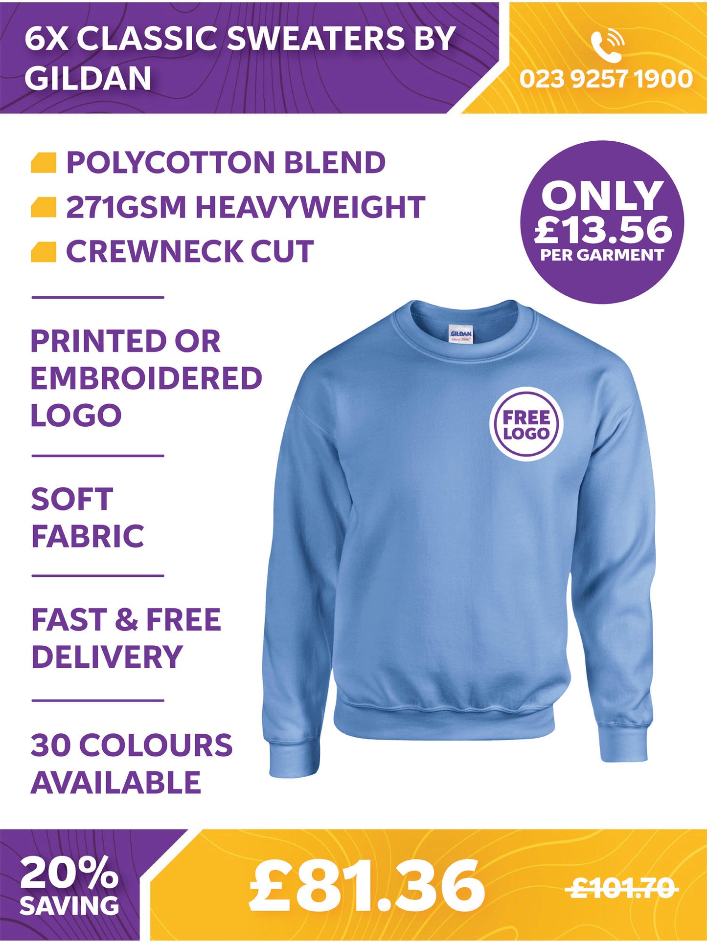 6 x Classic Sweaters by Gildan