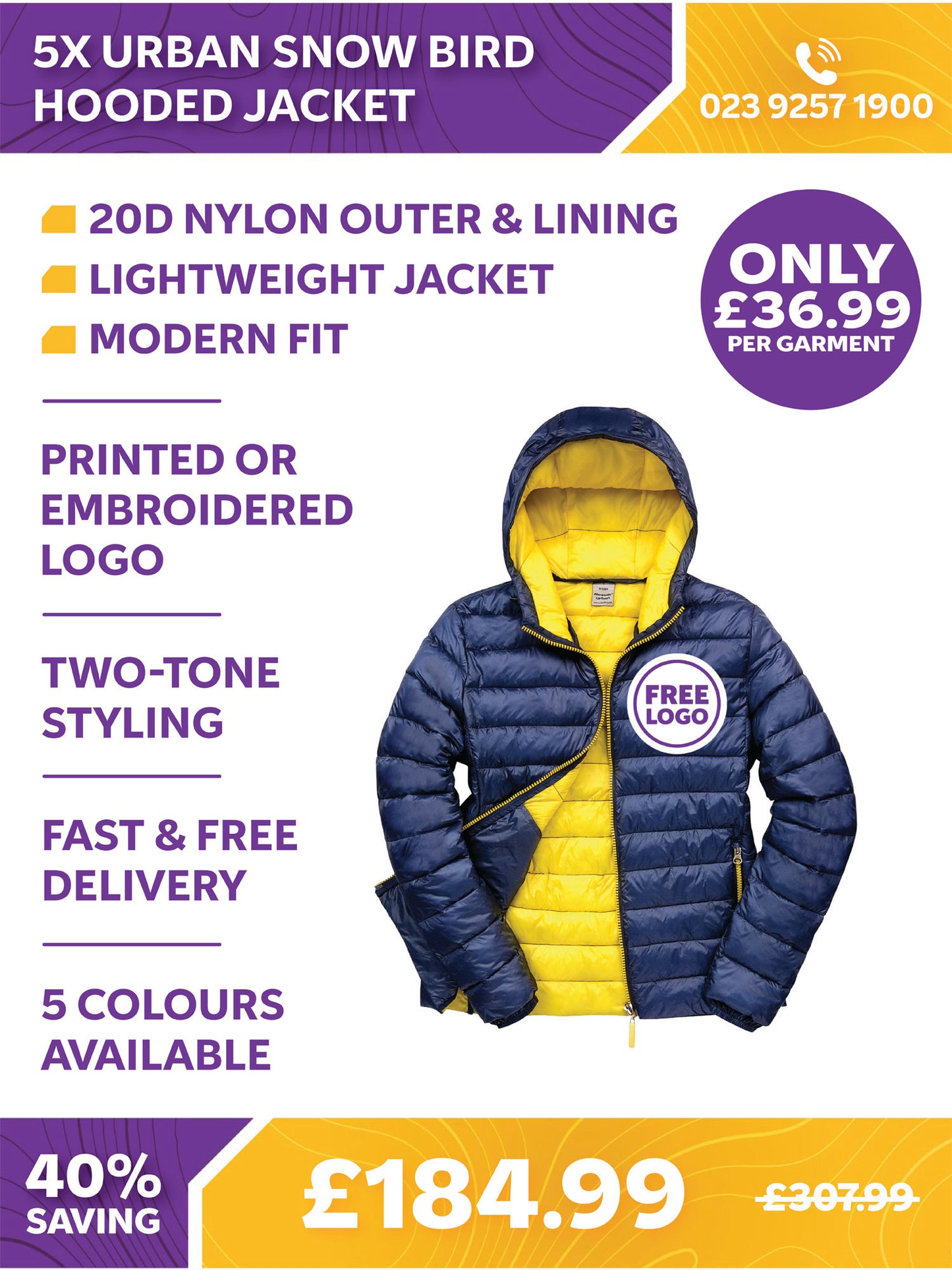 5 x Urban Snow Bird Hooded Jacket