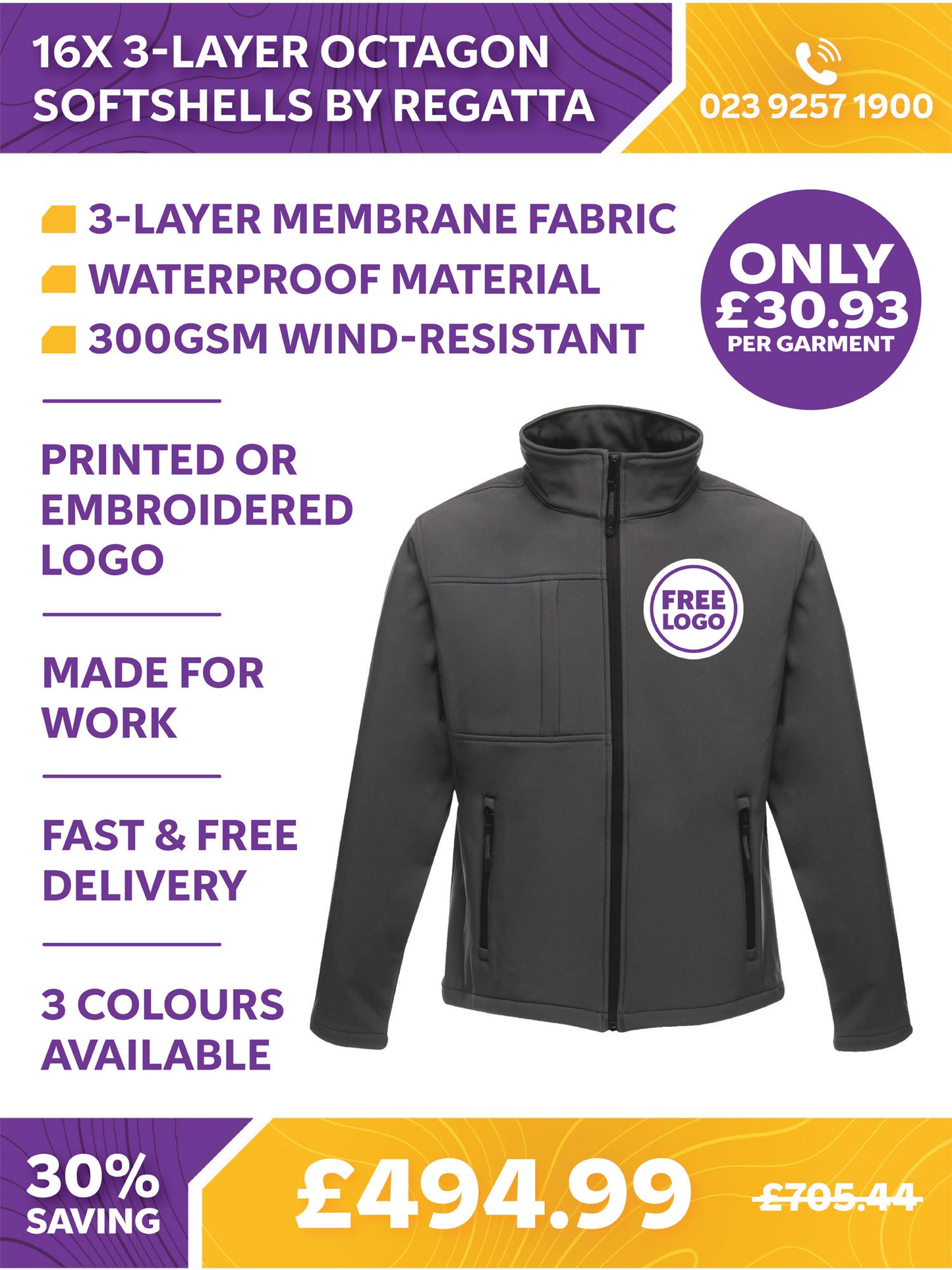 16 x 3-Layer Octagon Softshells by Regatta