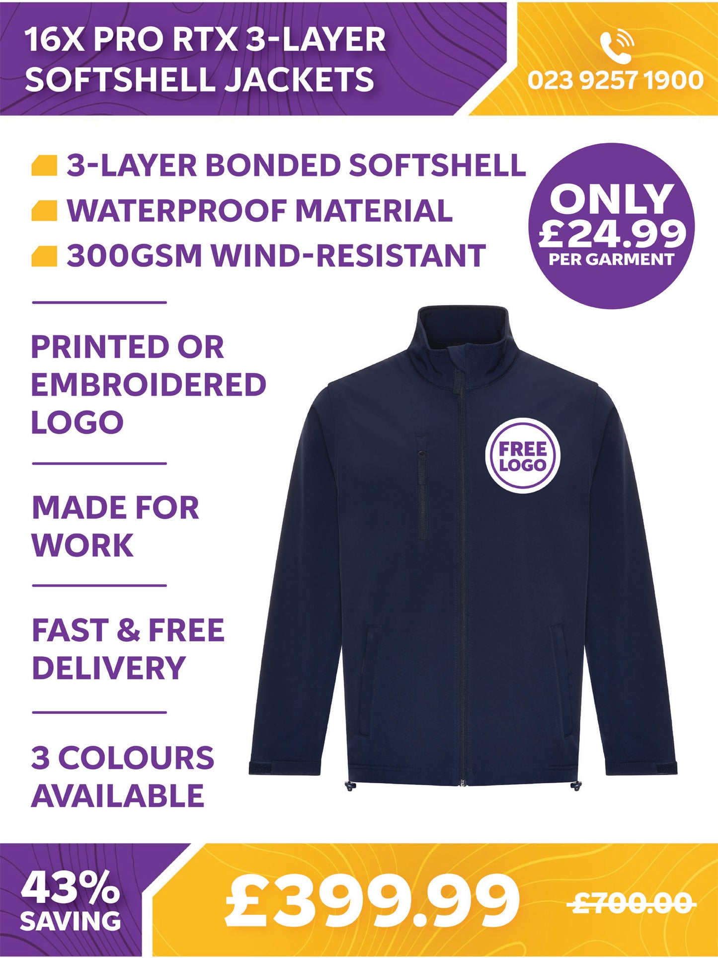 16 x Pro RTX 3-Layer Softshell Jackets