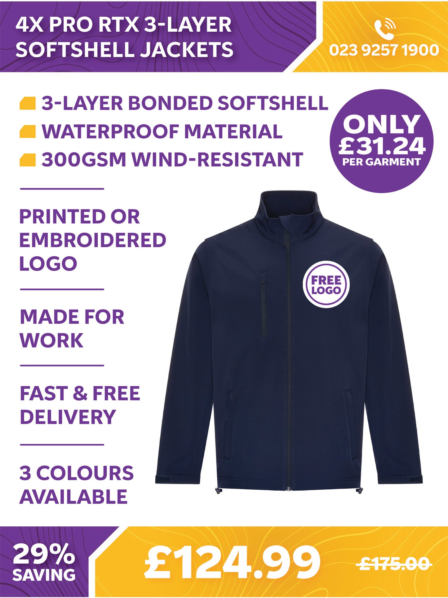 4 x Pro RTX 3-Layer Softshell Jackets