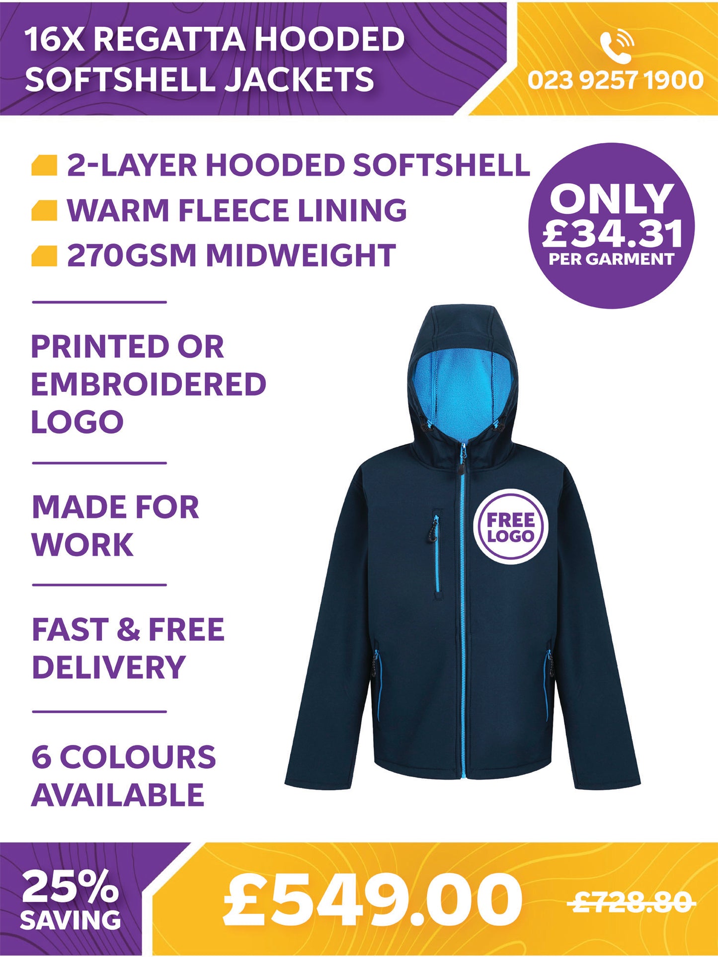 16 x Regatta Hooded Softshell Jackets (2 Layer)