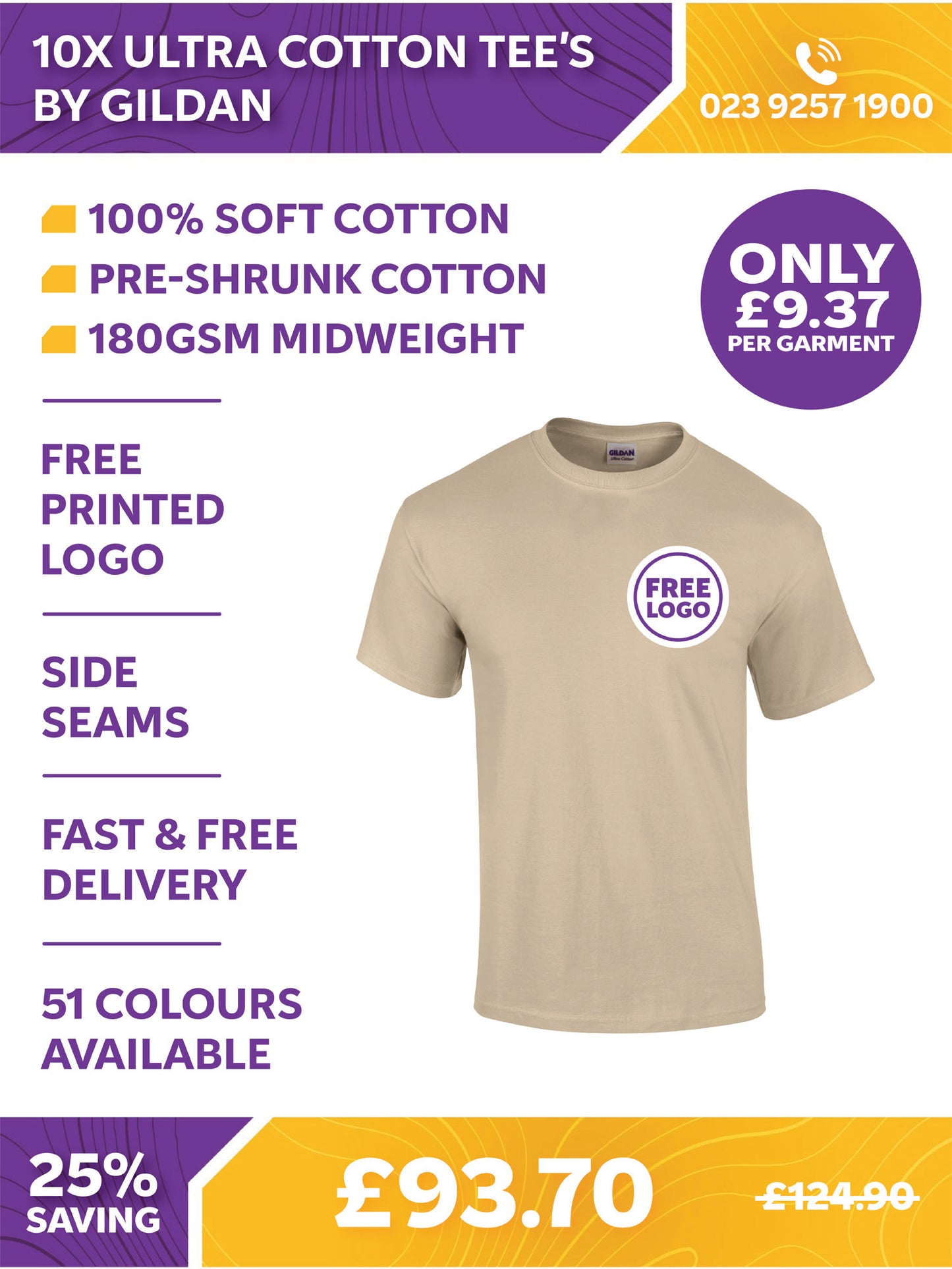 10 x Ultra Cotton Tee's by Gildan